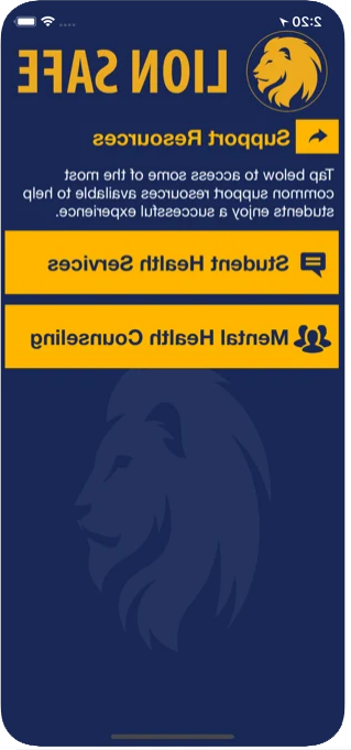 狮子安全应用中支持资源页面的截图.  